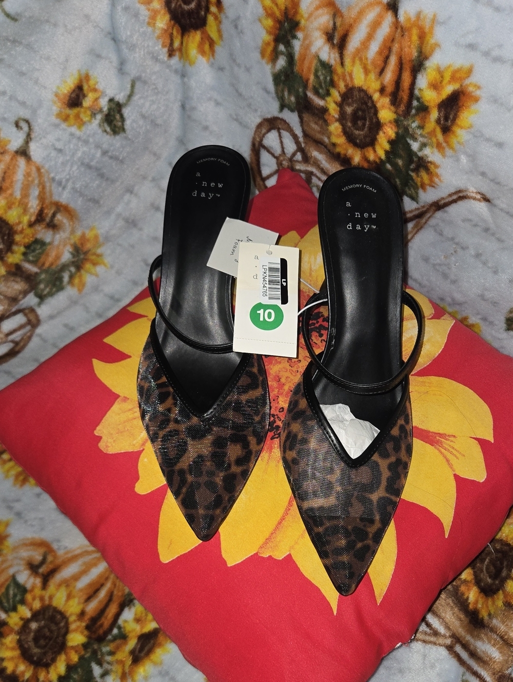 a.new.day Leopard Print Pointed Toe Mules - Brown